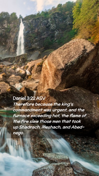 Picture 02 - Daniel 3:22 ASV Mobile Phone Wallpaper - Therefore because the king's commandment was - Mobile Bible Verse Wallpaper