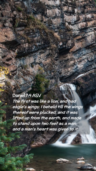 Picture 02 - Daniel 7:4 ASV Mobile Phone Wallpaper - The first was like a lion, and had eagle's wings: - Mobile Bible Verse Wallpaper