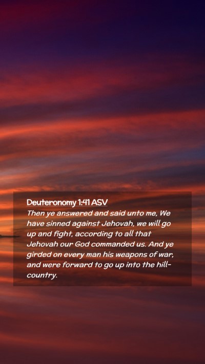 Picture 02 - Deuteronomy 1:41 ASV Mobile Phone Wallpaper - Then ye answered and said unto me, We have sinned - Mobile Bible Verse Wallpaper