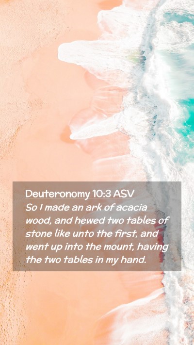 Picture 02 - Deuteronomy 10:3 ASV Mobile Phone Wallpaper - So I made an ark of acacia wood, and hewed two - Mobile Bible Verse Wallpaper