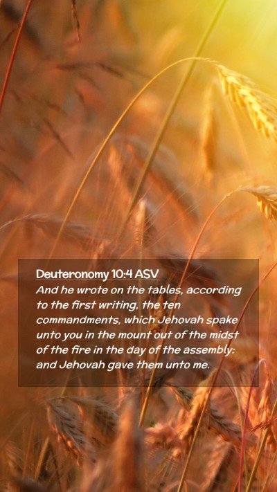 Picture 02 - Deuteronomy 10:4 ASV Mobile Phone Wallpaper - And he wrote on the tables, according to the - Mobile Bible Verse Wallpaper