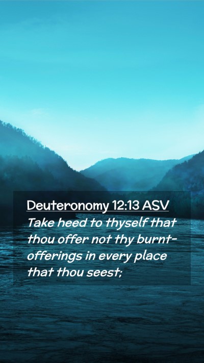 Picture 02 - Deuteronomy 12:13 ASV Mobile Phone Wallpaper - Take heed to thyself that thou offer not thy - Mobile Bible Verse Wallpaper