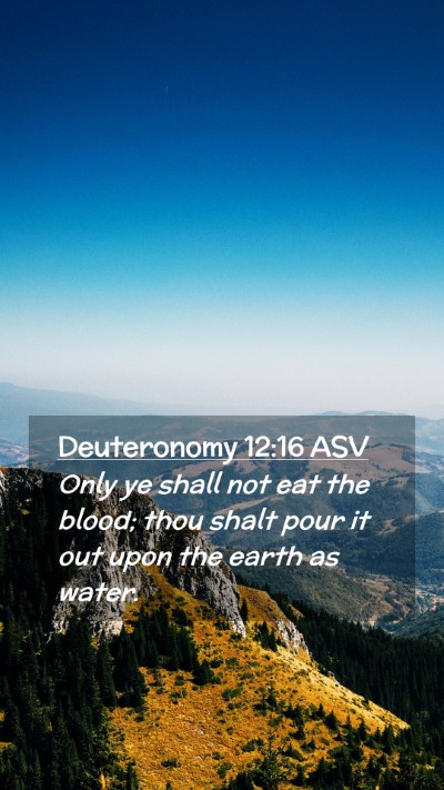 Picture 02 - Deuteronomy 12:16 ASV Mobile Phone Wallpaper - Only ye shall not eat the blood; thou shalt pour - Mobile Bible Verse Wallpaper