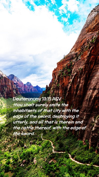 Picture 02 - Deuteronomy 13:15 ASV Mobile Phone Wallpaper - thou shalt surely smite the inhabitants of that - Mobile Bible Verse Wallpaper