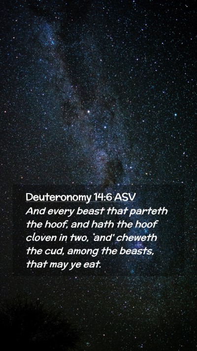 Picture 02 - Deuteronomy 14:6 ASV Mobile Phone Wallpaper - And every beast that parteth the hoof, and hath - Mobile Bible Verse Wallpaper