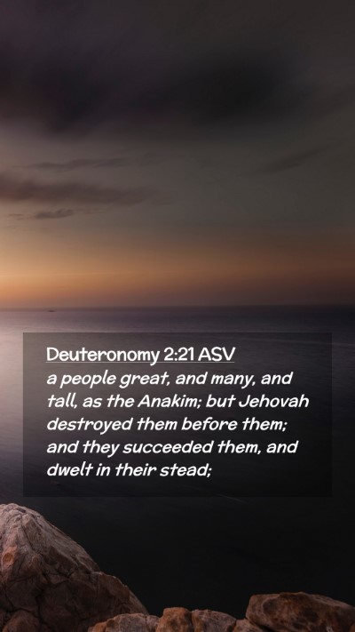 Picture 02 - Deuteronomy 2:21 ASV Mobile Phone Wallpaper - a people great, and many, and tall, as the - Mobile Bible Verse Wallpaper