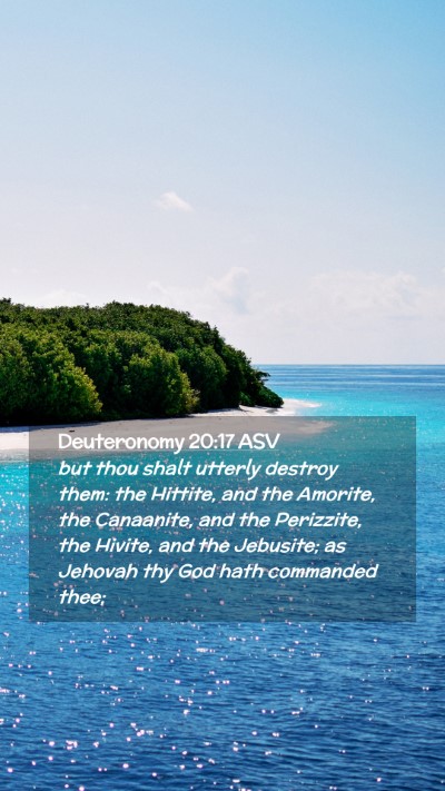 Picture 02 - Deuteronomy 20:17 ASV Mobile Phone Wallpaper - but thou shalt utterly destroy them: the Hittite, - Mobile Bible Verse Wallpaper