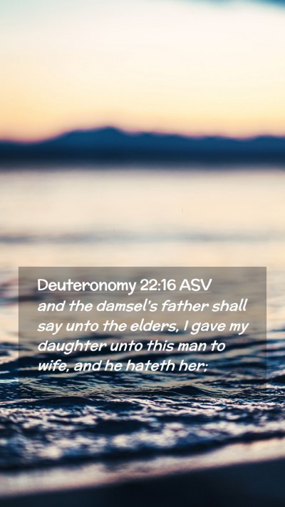 Picture 02 - Deuteronomy 22:16 ASV Mobile Phone Wallpaper - and the damsel's father shall say unto the - Mobile Bible Verse Wallpaper