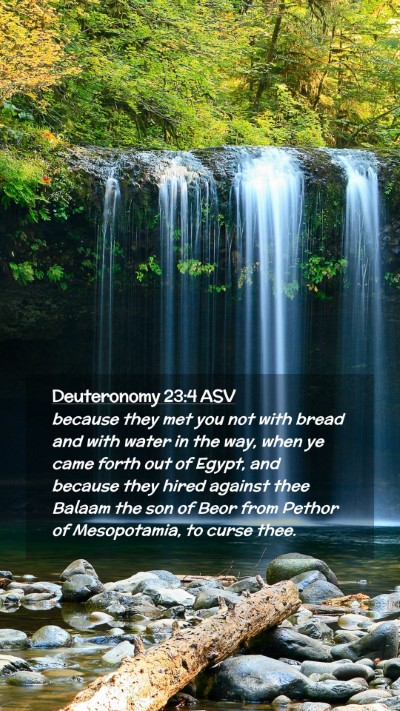 Picture 02 - Deuteronomy 23:4 ASV Mobile Phone Wallpaper - because they met you not with bread and with - Mobile Bible Verse Wallpaper