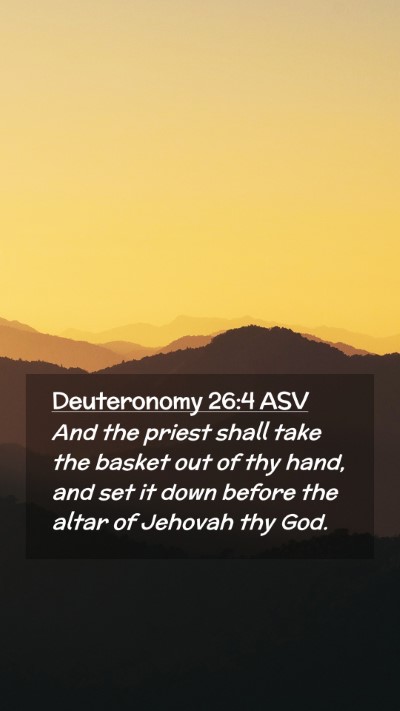 Picture 02 - Deuteronomy 26:4 ASV Mobile Phone Wallpaper - And the priest shall take the basket out of thy - Mobile Bible Verse Wallpaper