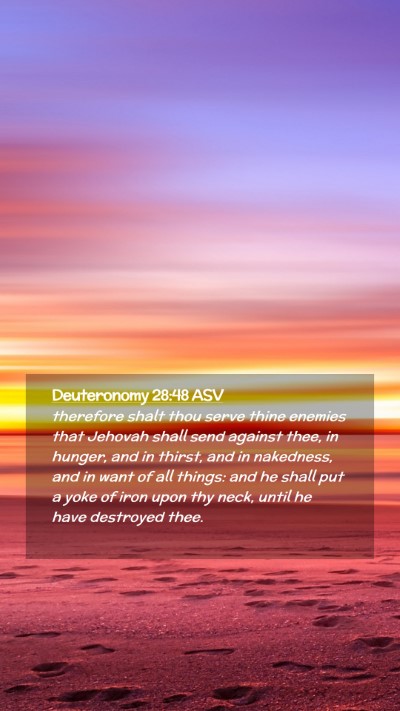 Picture 02 - Deuteronomy 28:48 ASV Mobile Phone Wallpaper - therefore shalt thou serve thine enemies that - Mobile Bible Verse Wallpaper