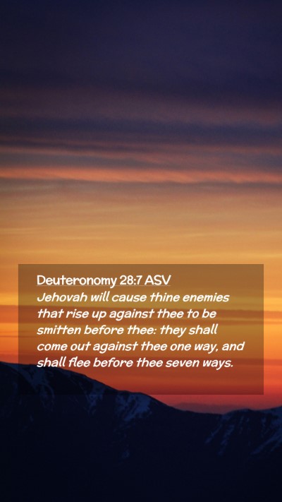 Picture 02 - Deuteronomy 28:7 ASV Mobile Phone Wallpaper - Jehovah will cause thine enemies that rise up - Mobile Bible Verse Wallpaper