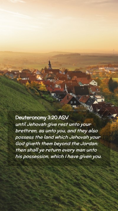 Picture 02 - Deuteronomy 3:20 ASV Mobile Phone Wallpaper - until Jehovah give rest unto your brethren, as - Mobile Bible Verse Wallpaper
