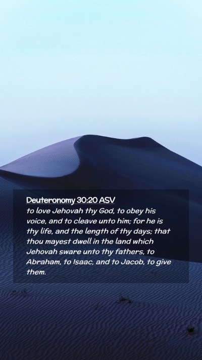 Picture 02 - Deuteronomy 30:20 ASV Mobile Phone Wallpaper - to love Jehovah thy God, to obey his voice, and - Mobile Bible Verse Wallpaper