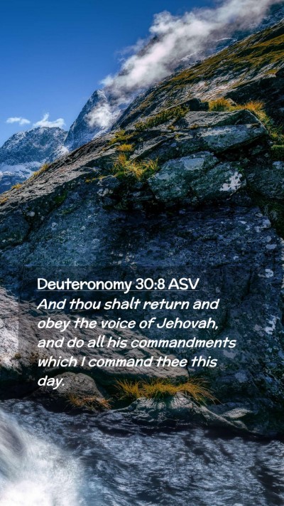Picture 02 - Deuteronomy 30:8 ASV Mobile Phone Wallpaper - And thou shalt return and obey the voice of - Mobile Bible Verse Wallpaper