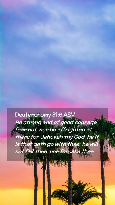 Picture 02 - Deuteronomy 31:6 ASV Mobile Phone Wallpaper - Be strong and of good courage, fear not, nor be - Mobile Bible Verse Wallpaper