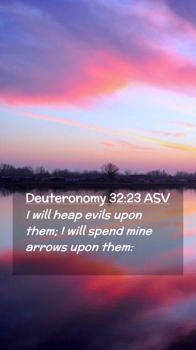 Picture 02 - Deuteronomy 32:23 ASV Mobile Phone Wallpaper - I will heap evils upon them; I will spend mine - Mobile Bible Verse Wallpaper