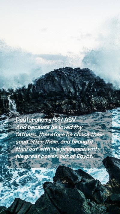Picture 02 - Deuteronomy 4:37 ASV Mobile Phone Wallpaper - And because he loved thy fathers, therefore he - Mobile Bible Verse Wallpaper