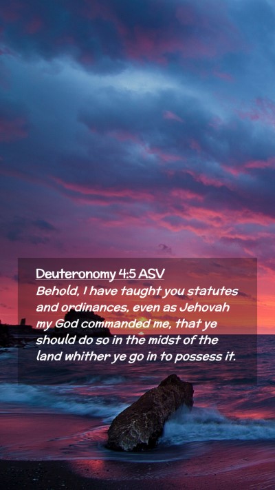 Picture 02 - Deuteronomy 4:5 ASV Mobile Phone Wallpaper - Behold, I have taught you statutes and - Mobile Bible Verse Wallpaper