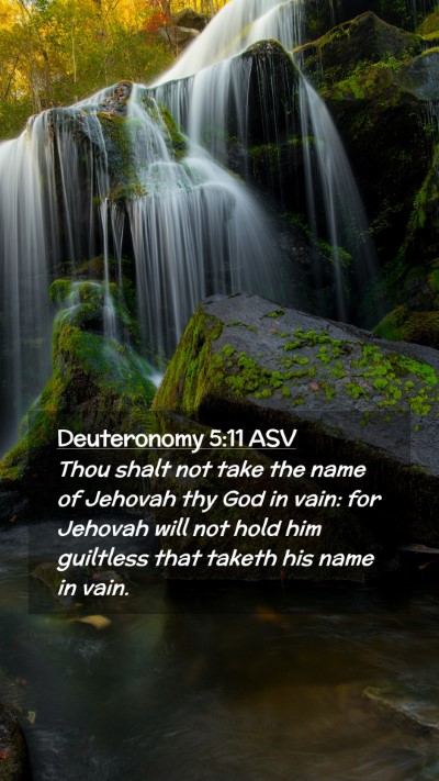 Picture 02 - Deuteronomy 5:11 ASV Mobile Phone Wallpaper - Thou shalt not take the name of Jehovah thy God - Mobile Bible Verse Wallpaper