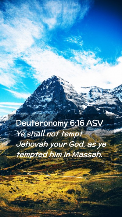 Picture 02 - Deuteronomy 6:16 ASV Mobile Phone Wallpaper - Ye shall not tempt Jehovah your God, as ye - Mobile Bible Verse Wallpaper