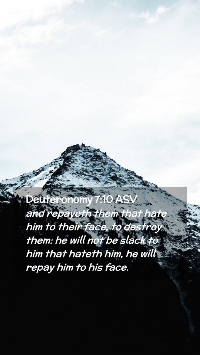Picture 02 - Deuteronomy 7:10 ASV Mobile Phone Wallpaper - and repayeth them that hate him to their face, to - Mobile Bible Verse Wallpaper
