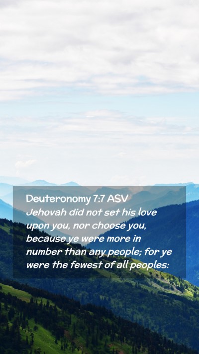 Picture 02 - Deuteronomy 7:7 ASV Mobile Phone Wallpaper - Jehovah did not set his love upon you, nor choose - Mobile Bible Verse Wallpaper