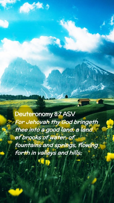 Picture 02 - Deuteronomy 8:7 ASV Mobile Phone Wallpaper - For Jehovah thy God bringeth thee into a good - Mobile Bible Verse Wallpaper