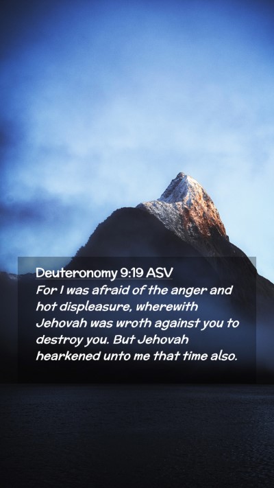Picture 02 - Deuteronomy 9:19 ASV Mobile Phone Wallpaper - For I was afraid of the anger and hot - Mobile Bible Verse Wallpaper