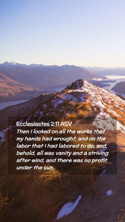 Picture 02 - Ecclesiastes 2:11 ASV Mobile Phone Wallpaper - Then I looked on all the works that my hands had - Mobile Bible Verse Wallpaper