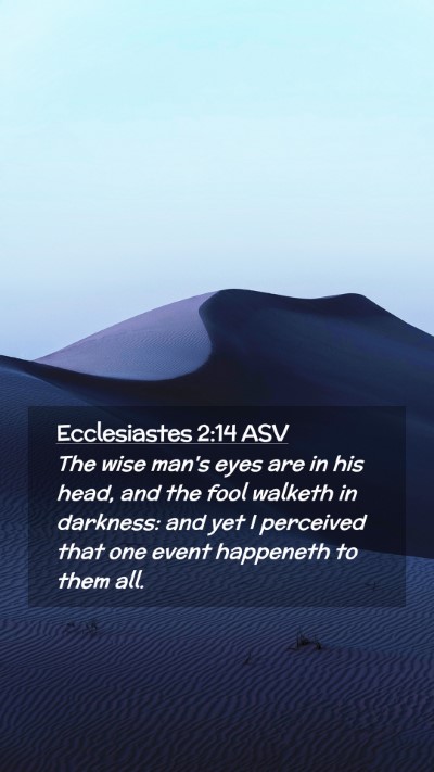 Picture 02 - Ecclesiastes 2:14 ASV Mobile Phone Wallpaper - The wise man's eyes are in his head, and the fool - Mobile Bible Verse Wallpaper