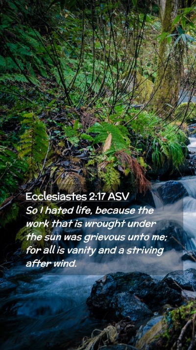 Picture 02 - Ecclesiastes 2:17 ASV Mobile Phone Wallpaper - So I hated life, because the work that is wrought - Mobile Bible Verse Wallpaper
