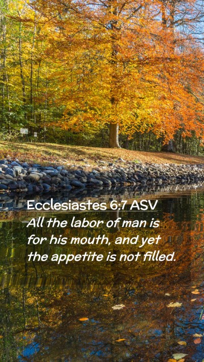 Picture 02 - Ecclesiastes 6:7 ASV Mobile Phone Wallpaper - All the labor of man is for his mouth, and yet - Mobile Bible Verse Wallpaper