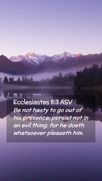 Picture 02 - Ecclesiastes 8:3 ASV Mobile Phone Wallpaper - Be not hasty to go out of his presence; persist - Mobile Bible Verse Wallpaper