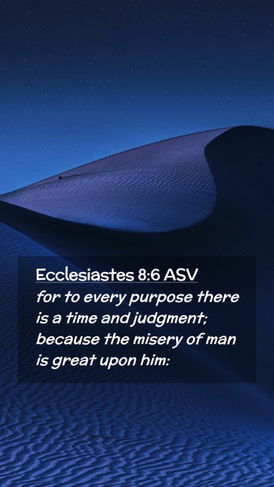 Picture 02 - Ecclesiastes 8:6 ASV Mobile Phone Wallpaper - for to every purpose there is a time and - Mobile Bible Verse Wallpaper