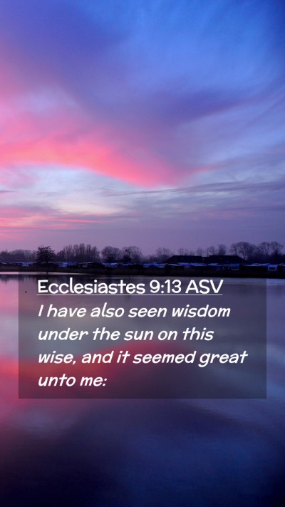 Picture 02 - Ecclesiastes 9:13 ASV Mobile Phone Wallpaper - I have also seen wisdom under the sun on this - Mobile Bible Verse Wallpaper