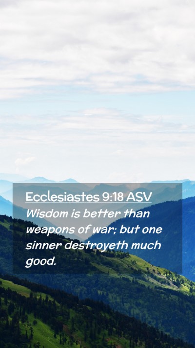 Picture 02 - Ecclesiastes 9:18 ASV Mobile Phone Wallpaper - Wisdom is better than weapons of war; but one - Mobile Bible Verse Wallpaper