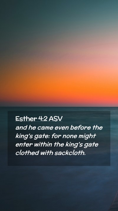 Picture 02 - Esther 4:2 ASV Mobile Phone Wallpaper - and he came even before the king's gate: for none - Mobile Bible Verse Wallpaper