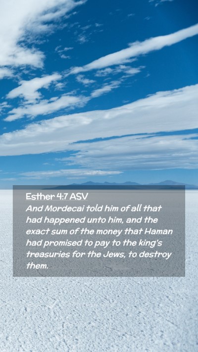 Picture 02 - Esther 4:7 ASV Mobile Phone Wallpaper - And Mordecai told him of all that had happened - Mobile Bible Verse Wallpaper