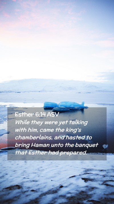 Picture 02 - Esther 6:14 ASV Mobile Phone Wallpaper - While they were yet talking with him, came the - Mobile Bible Verse Wallpaper