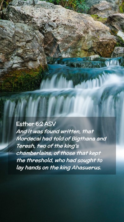 Picture 02 - Esther 6:2 ASV Mobile Phone Wallpaper - And it was found written, that Mordecai had told - Mobile Bible Verse Wallpaper