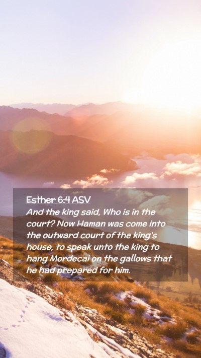 Picture 02 - Esther 6:4 ASV Mobile Phone Wallpaper - And the king said, Who is in the court? Now Haman - Mobile Bible Verse Wallpaper