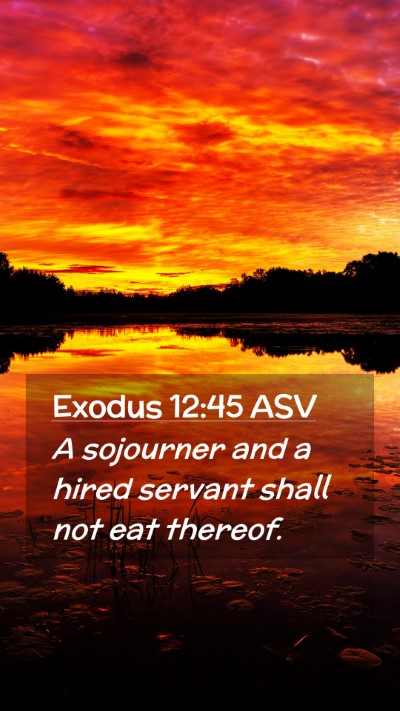 Picture 02 - Exodus 12:45 ASV Mobile Phone Wallpaper - A sojourner and a hired servant shall not eat - Mobile Bible Verse Wallpaper