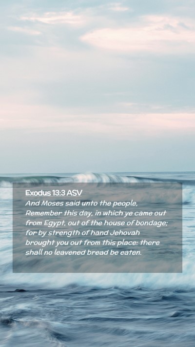 Picture 02 - Exodus 13:3 ASV Mobile Phone Wallpaper - And Moses said unto the people, Remember this - Mobile Bible Verse Wallpaper
