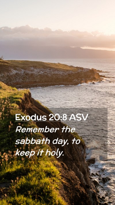 Picture 02 - Exodus 20:8 ASV Mobile Phone Wallpaper - Remember the sabbath day, to keep it - Mobile Bible Verse Wallpaper