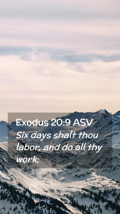Picture 02 - Exodus 20:9 ASV Mobile Phone Wallpaper - Six days shalt thou labor, and do all thy - Mobile Bible Verse Wallpaper