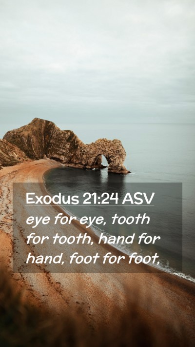 Picture 02 - Exodus 21:24 ASV Mobile Phone Wallpaper - eye for eye, tooth for tooth, hand for hand, foot - Mobile Bible Verse Wallpaper