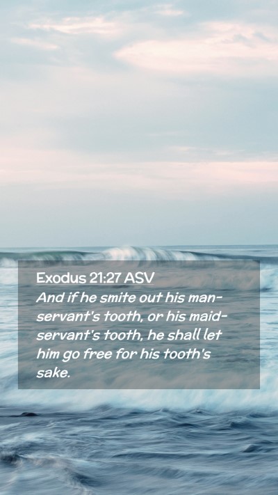 Picture 02 - Exodus 21:27 ASV Mobile Phone Wallpaper - And if he smite out his man-servant's tooth, or - Mobile Bible Verse Wallpaper