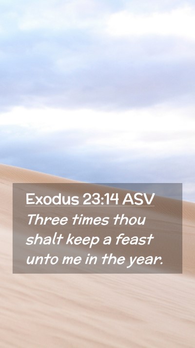 Picture 02 - Exodus 23:14 ASV Mobile Phone Wallpaper - Three times thou shalt keep a feast unto me in - Mobile Bible Verse Wallpaper
