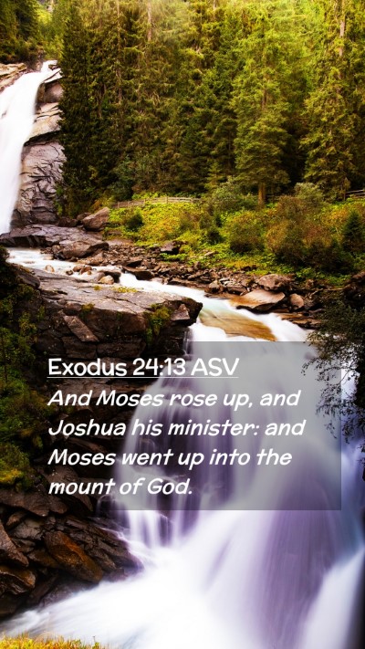 Picture 02 - Exodus 24:13 ASV Mobile Phone Wallpaper - And Moses rose up, and Joshua his minister: and - Mobile Bible Verse Wallpaper
